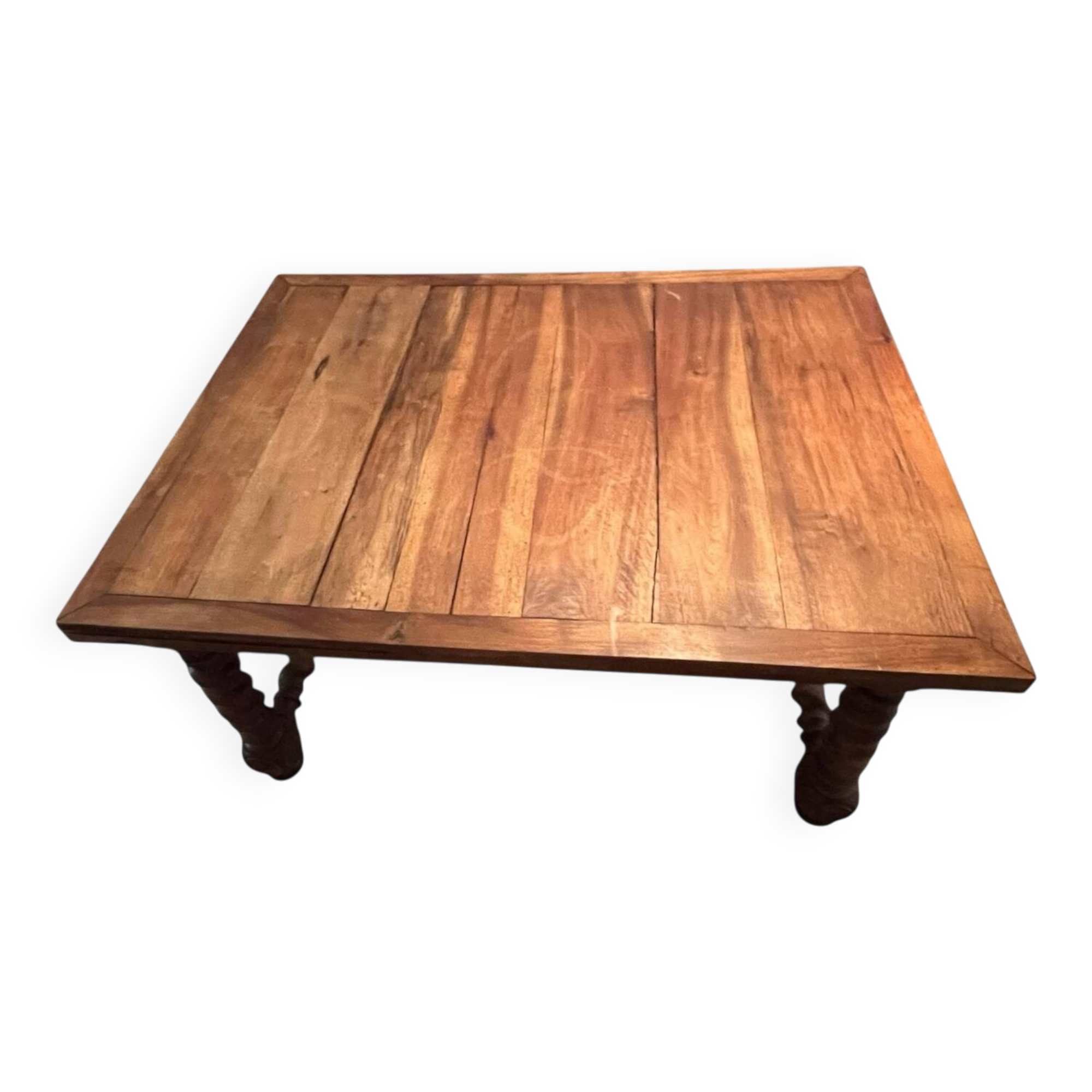 Louis XIII style wooden dining table with spiral turned legs