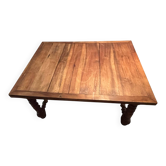 Table de salle à manger en bois à pieds tournés en spirale style Louis XIII