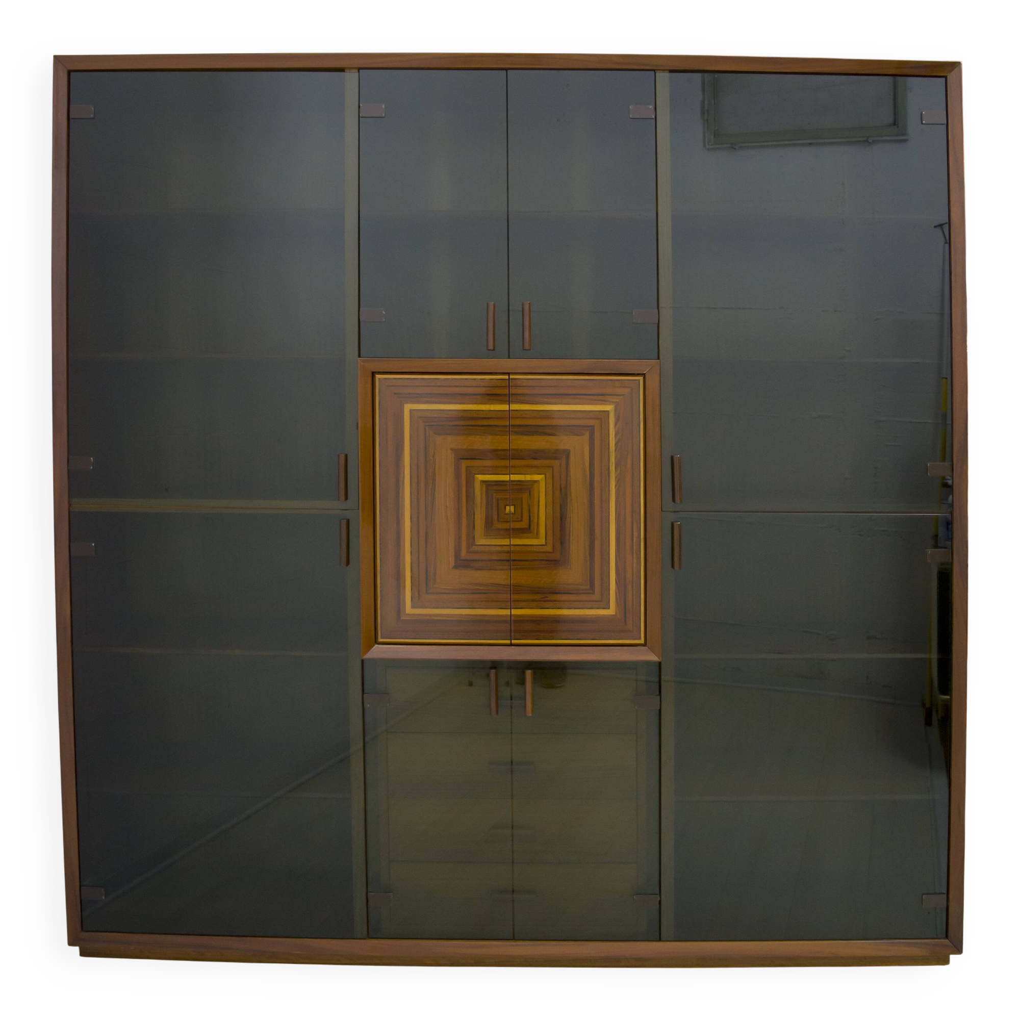 Signed Luciano Frigerio Rare Italian Inlaid Bar Cabinet "Paganini", 1975s