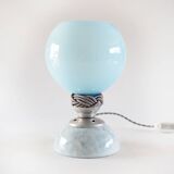 Blue opaline and ceramic lamp