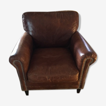 Fauteuil club cuir vieilli