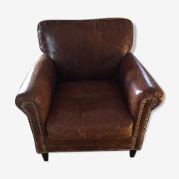 Old cuir club armchair