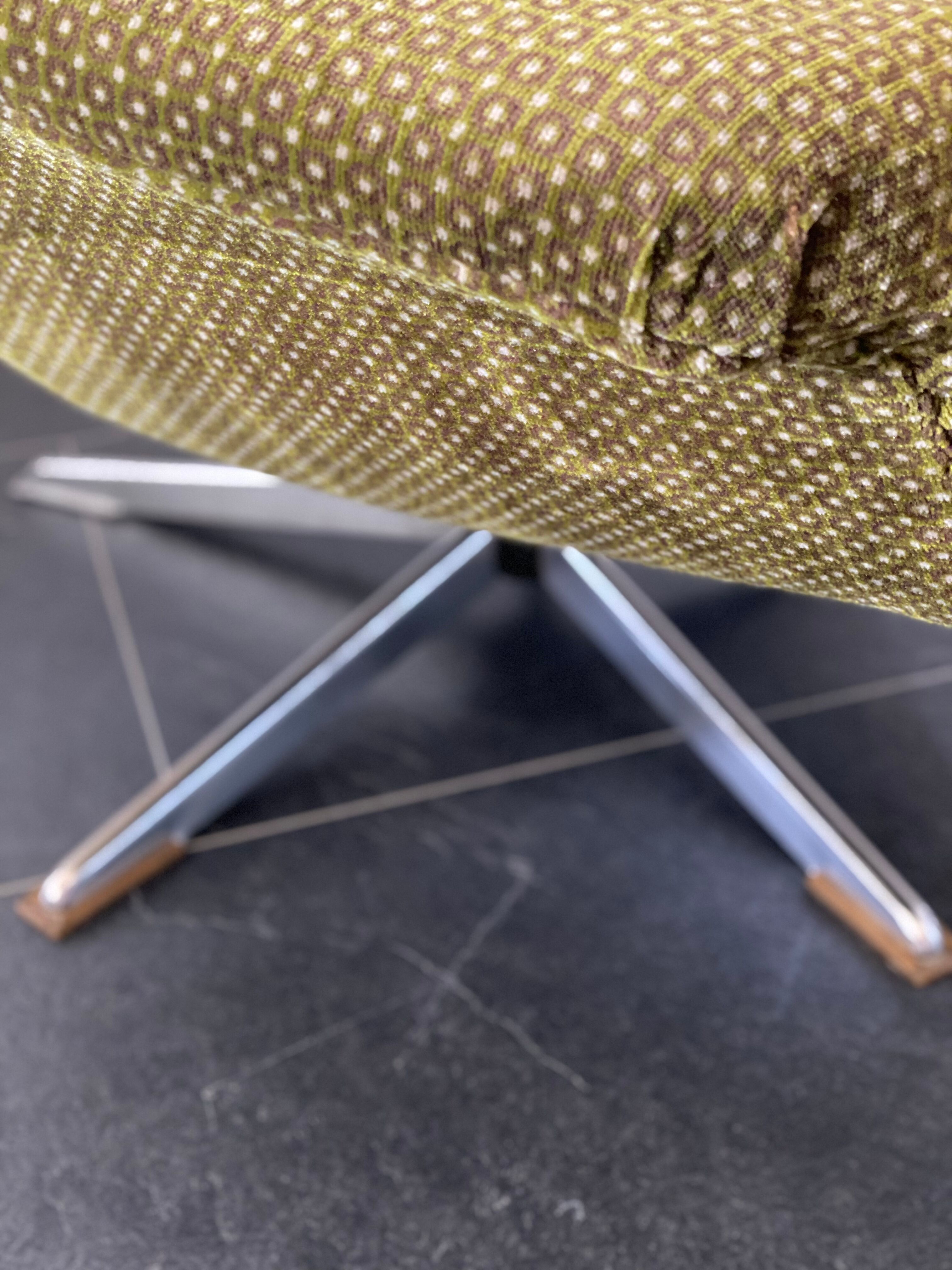 Pair of Vintage Green Velvet Swivel Chairs