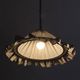 Suspension Emilia, pleated lampshade with frills, grey stripes.