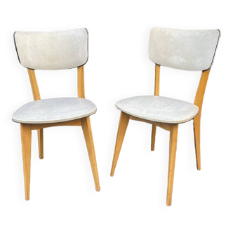 Chaises bois ciré et skaï, 1960