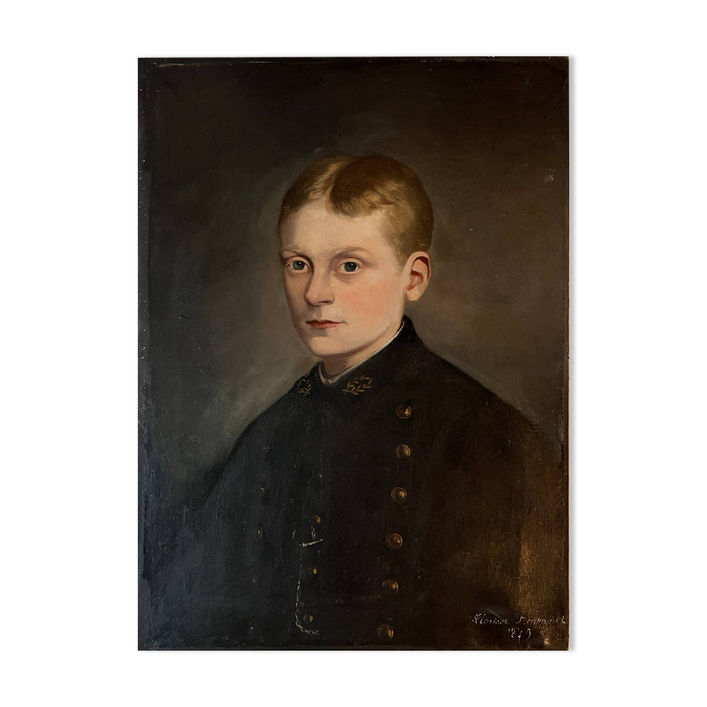 Tableau HST Portrait of a young man in uniform 1879 signed