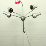 Chrome mid century modern adjustable five-arm lamp on wheel base