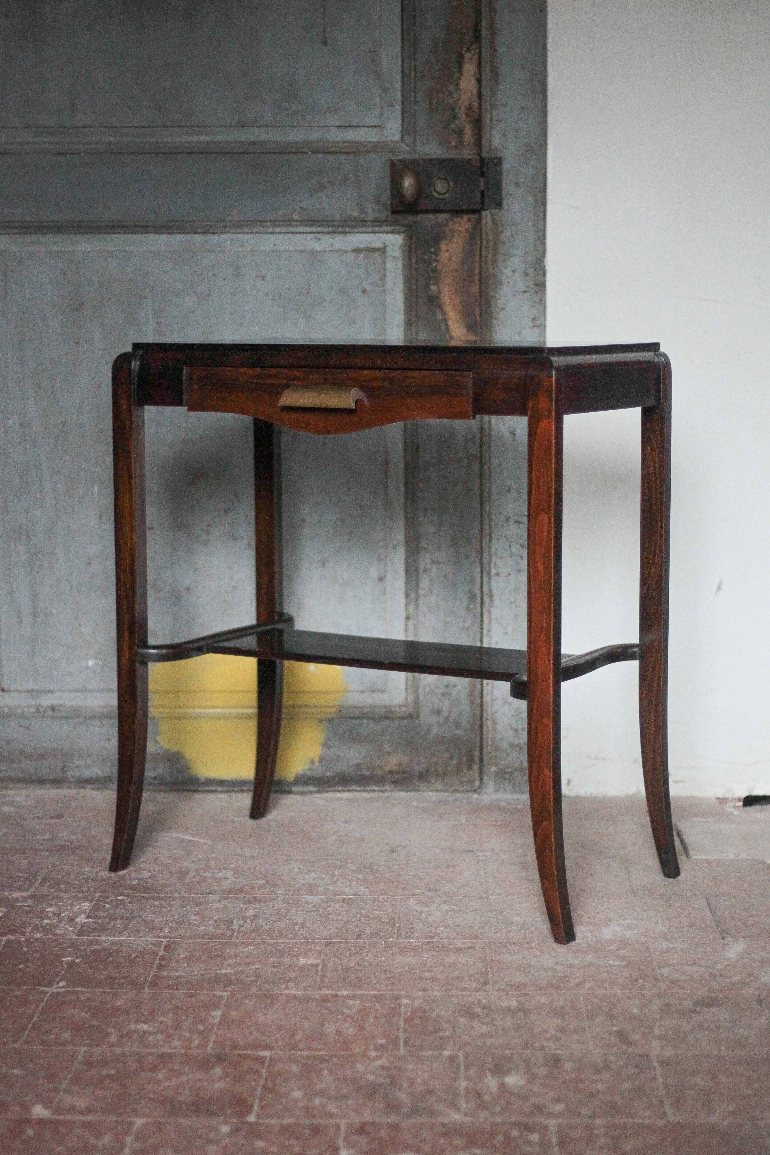Table vintage, table bois avec 1 tiroir, console art déco, table d'appoint