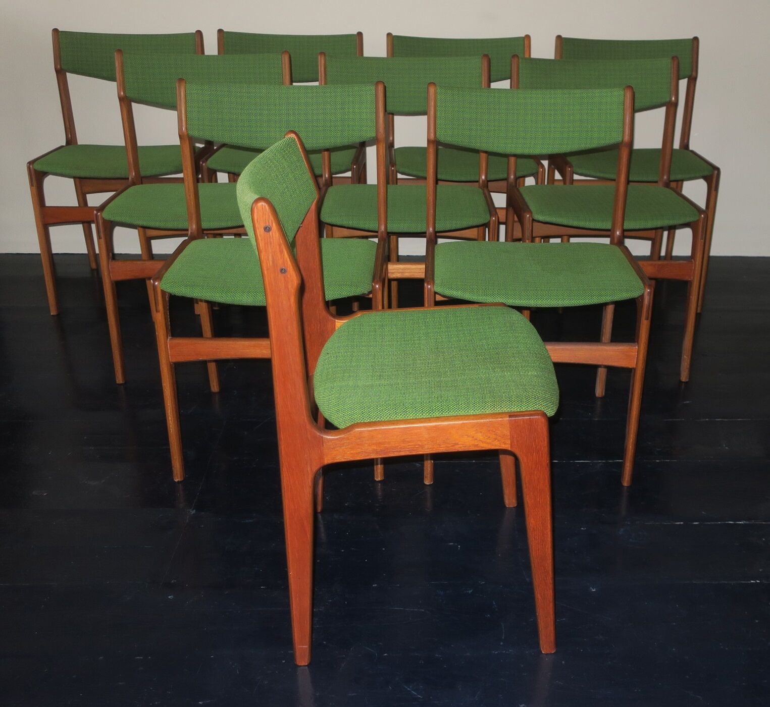 Set of 10 danish teak dining chairs by Erik Buch, 1960