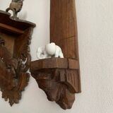 19th century carved wooden wall base for statue