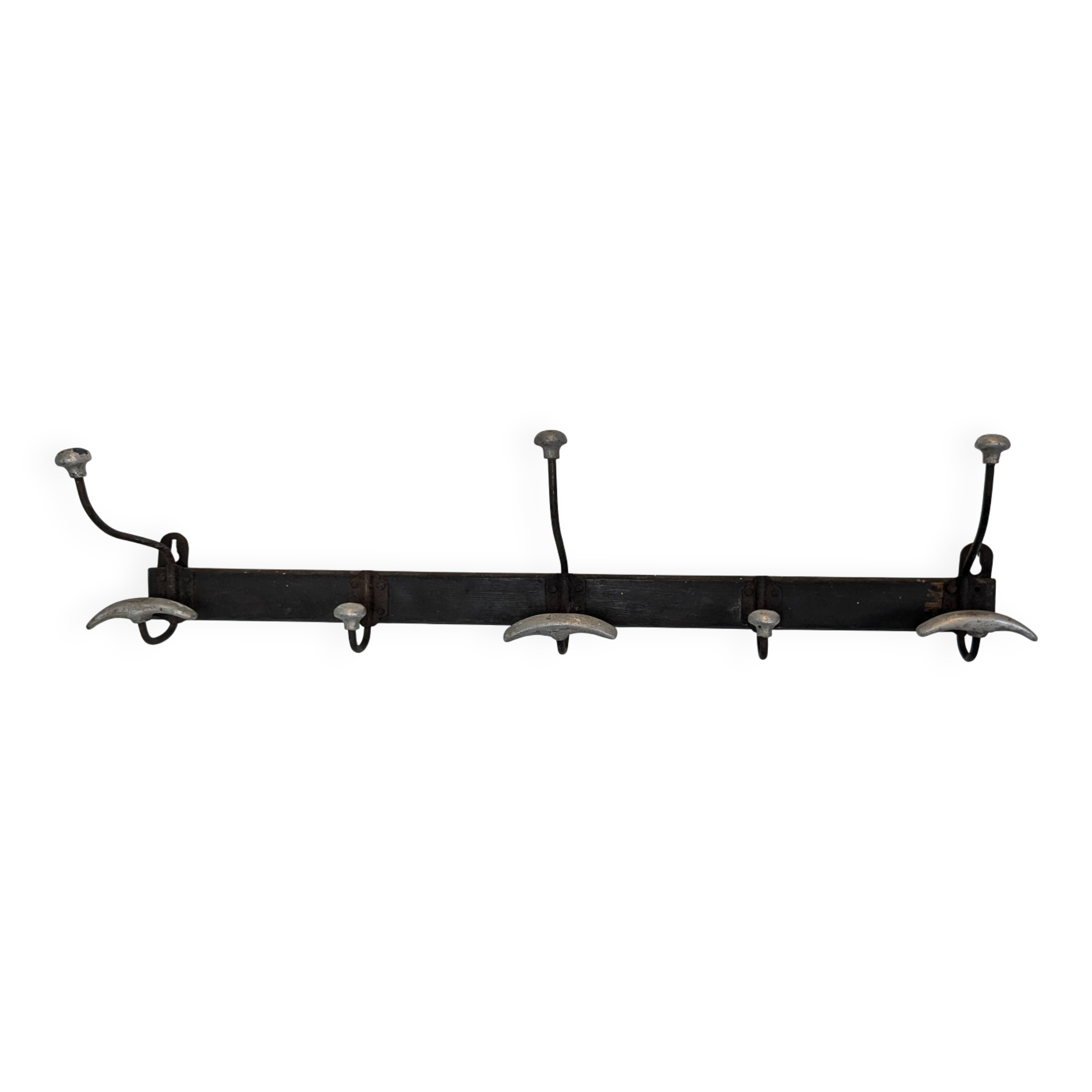 Ancienne patère triple bois et métal