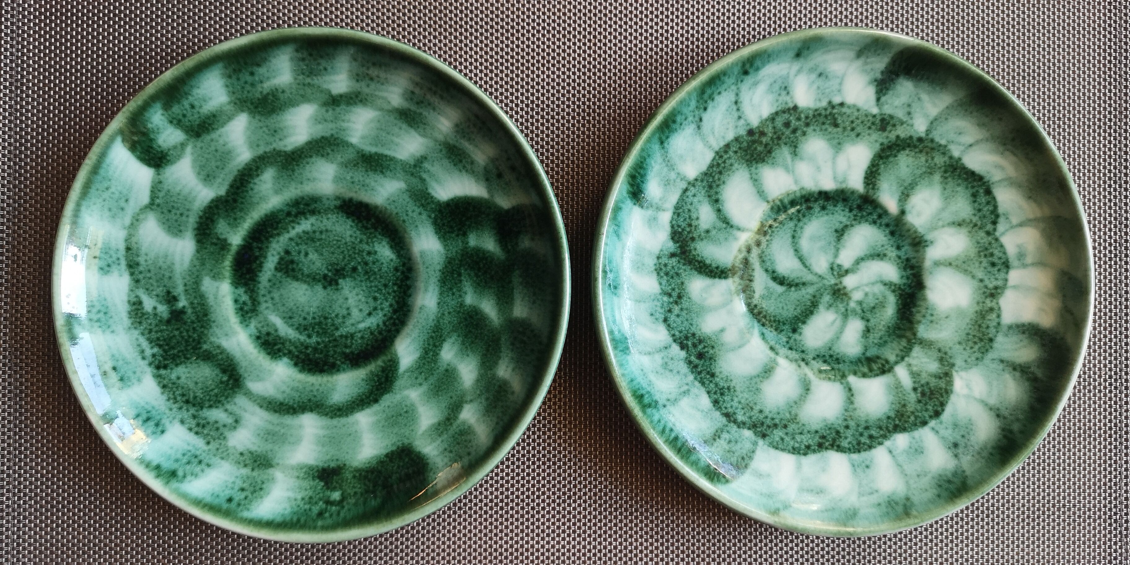 Duo of handmade ceramic plates - Lunéville - mid 20th century