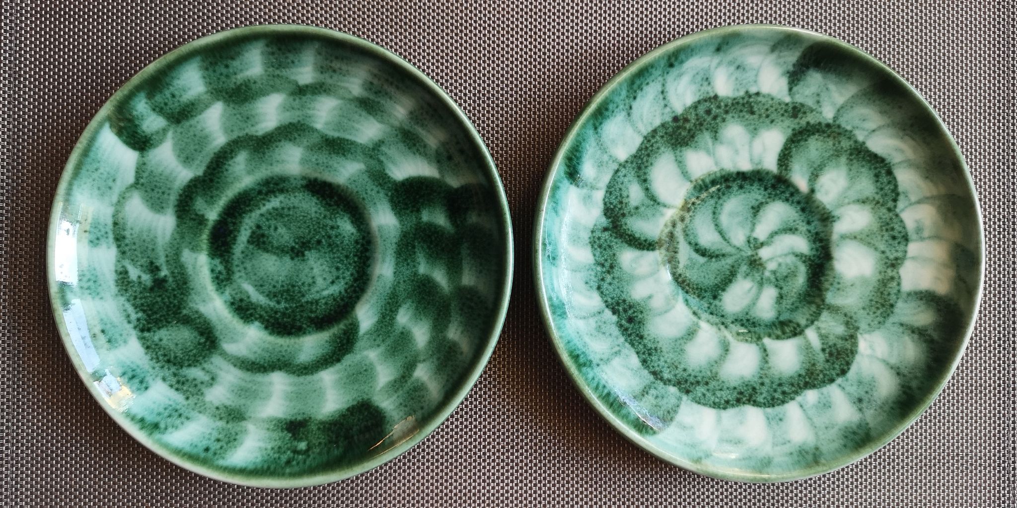Duo of handmade ceramic plates - Lunéville - mid 20th century