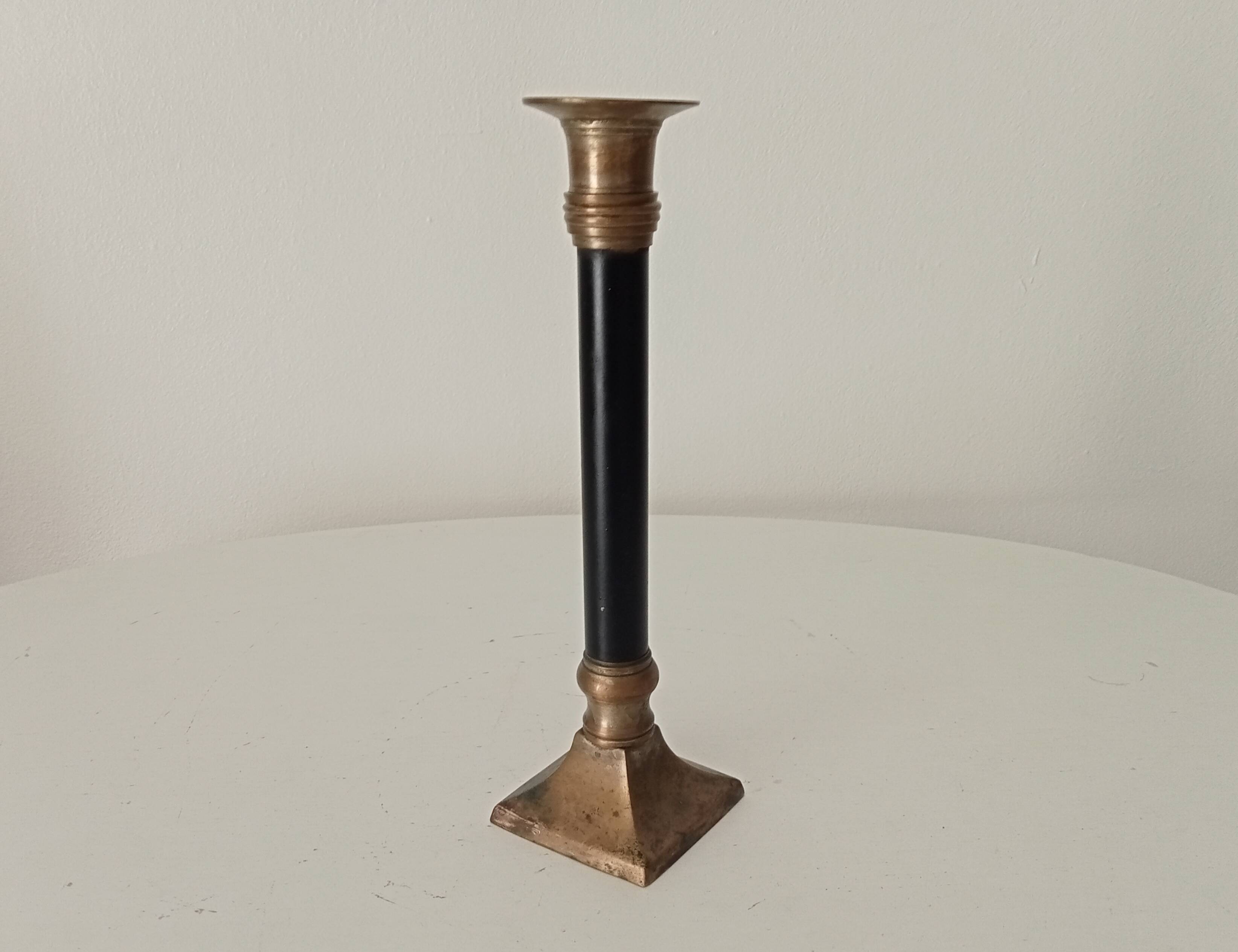 Antique brass and metal candle holder