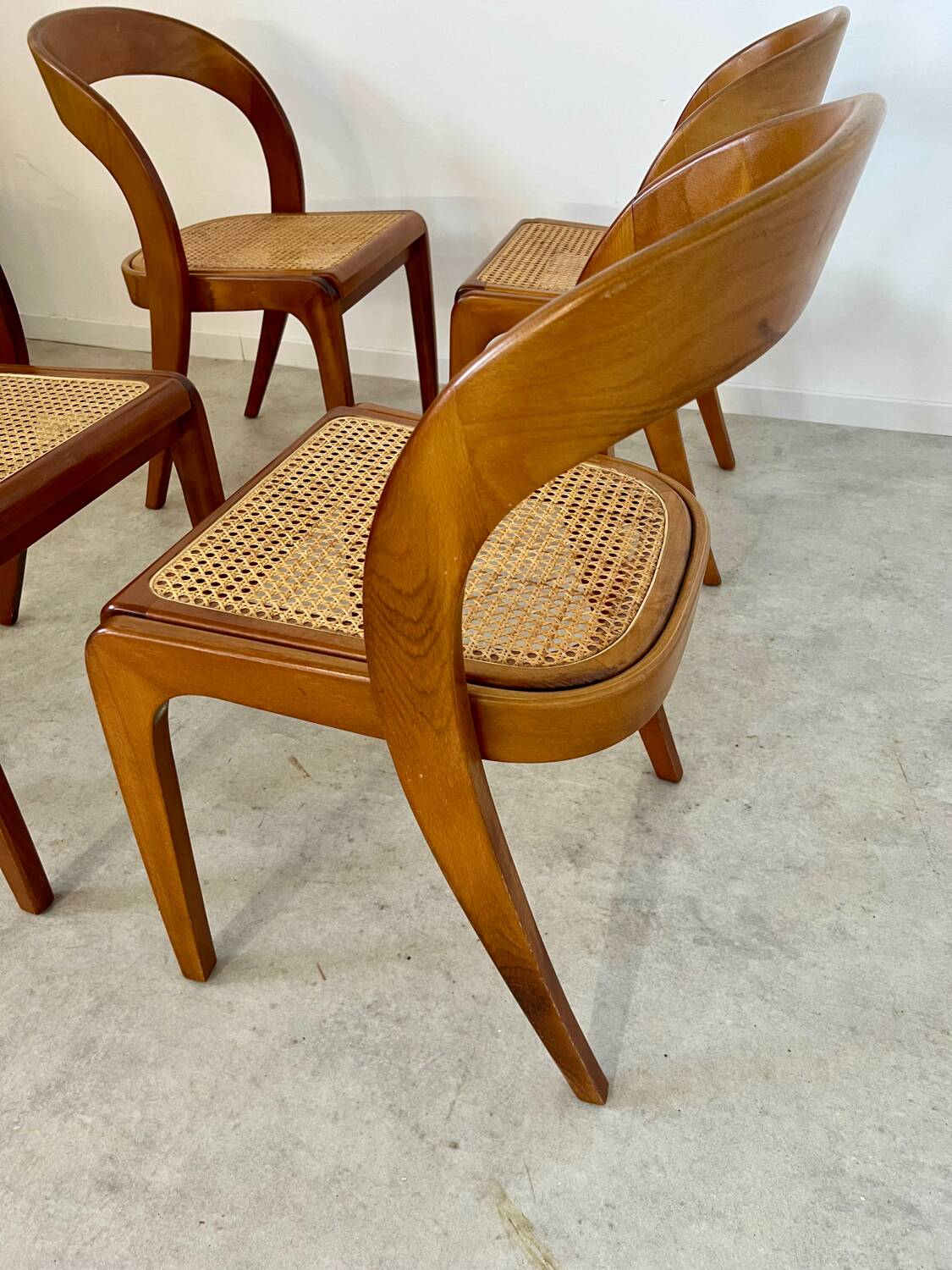 Set of 4 bentwood chairs Baumann design gondola cannage model 60s vintage