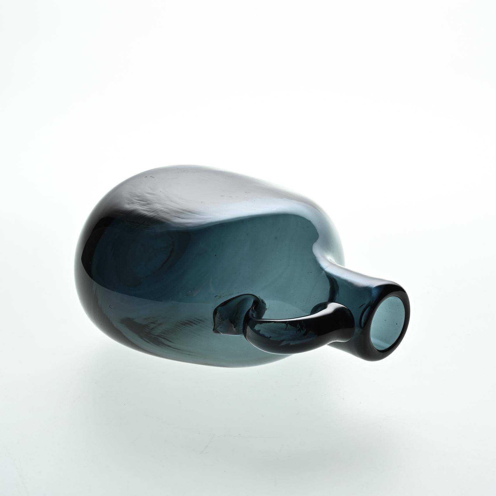 Deep blue blown glass jug by Claude Morin, Dieulefit circa 1970