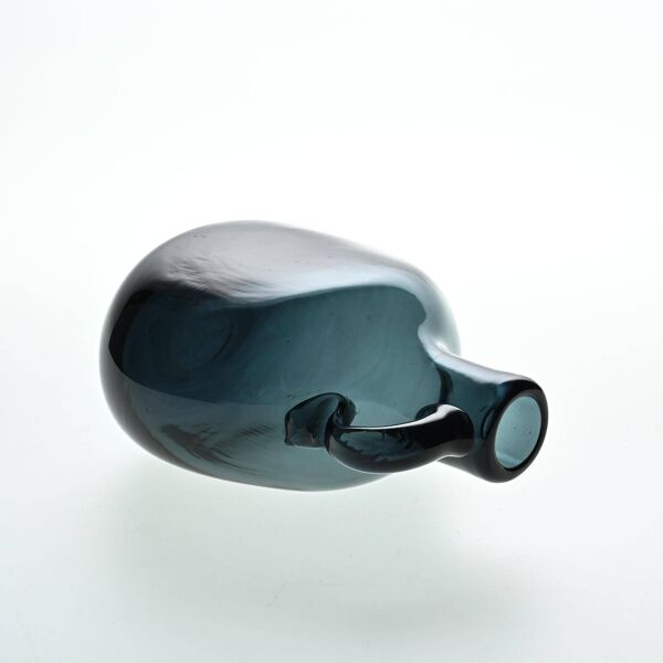 Cruche en verre soufflé bleu par Claude Morin, Dieulefit vers 1970