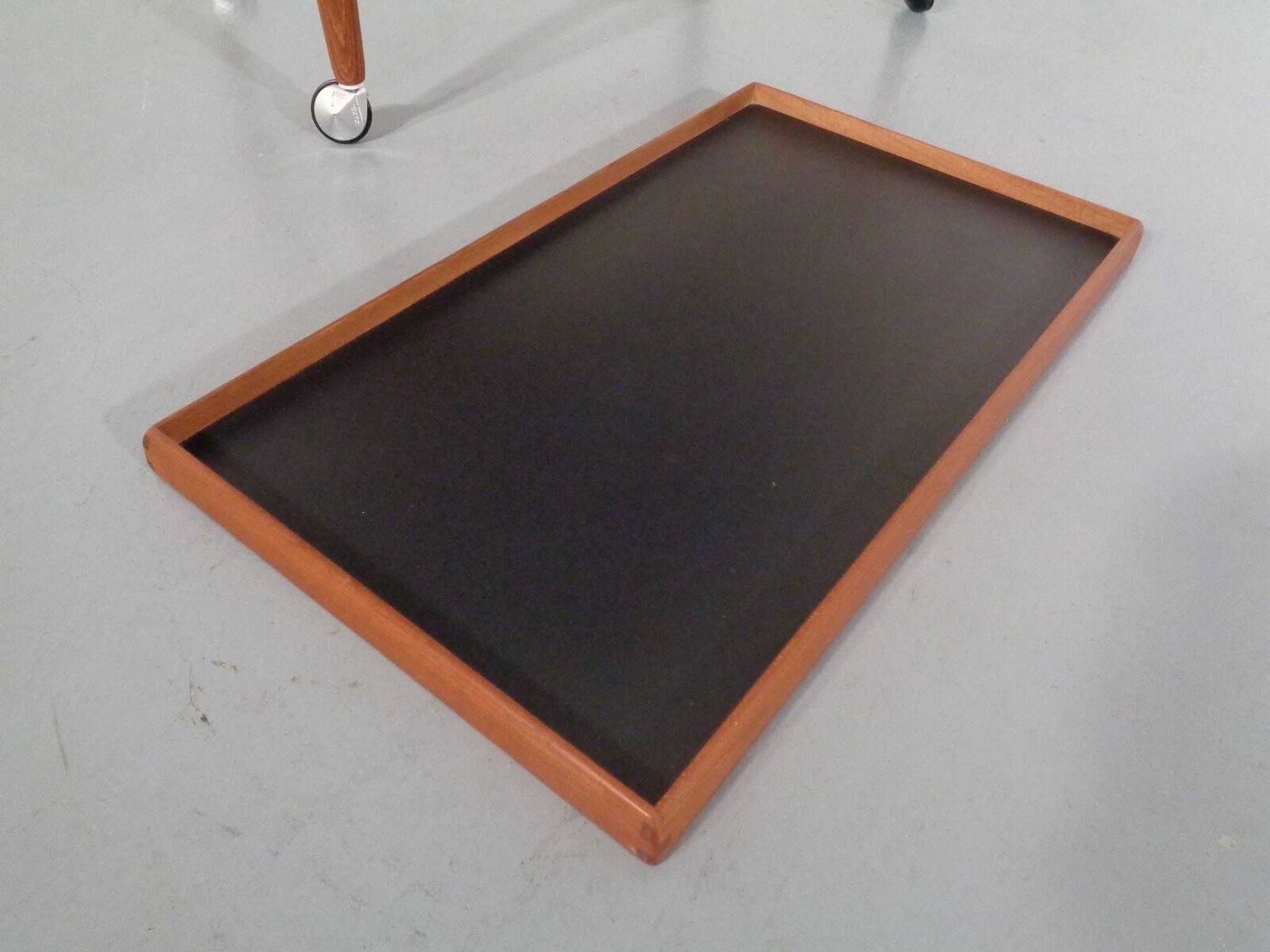 Teak Flip-Flop Expandable Cart with Removable Tray by Grete Jalk for Poul Jeppesens Møbelfabrik, Denmark, 1960s