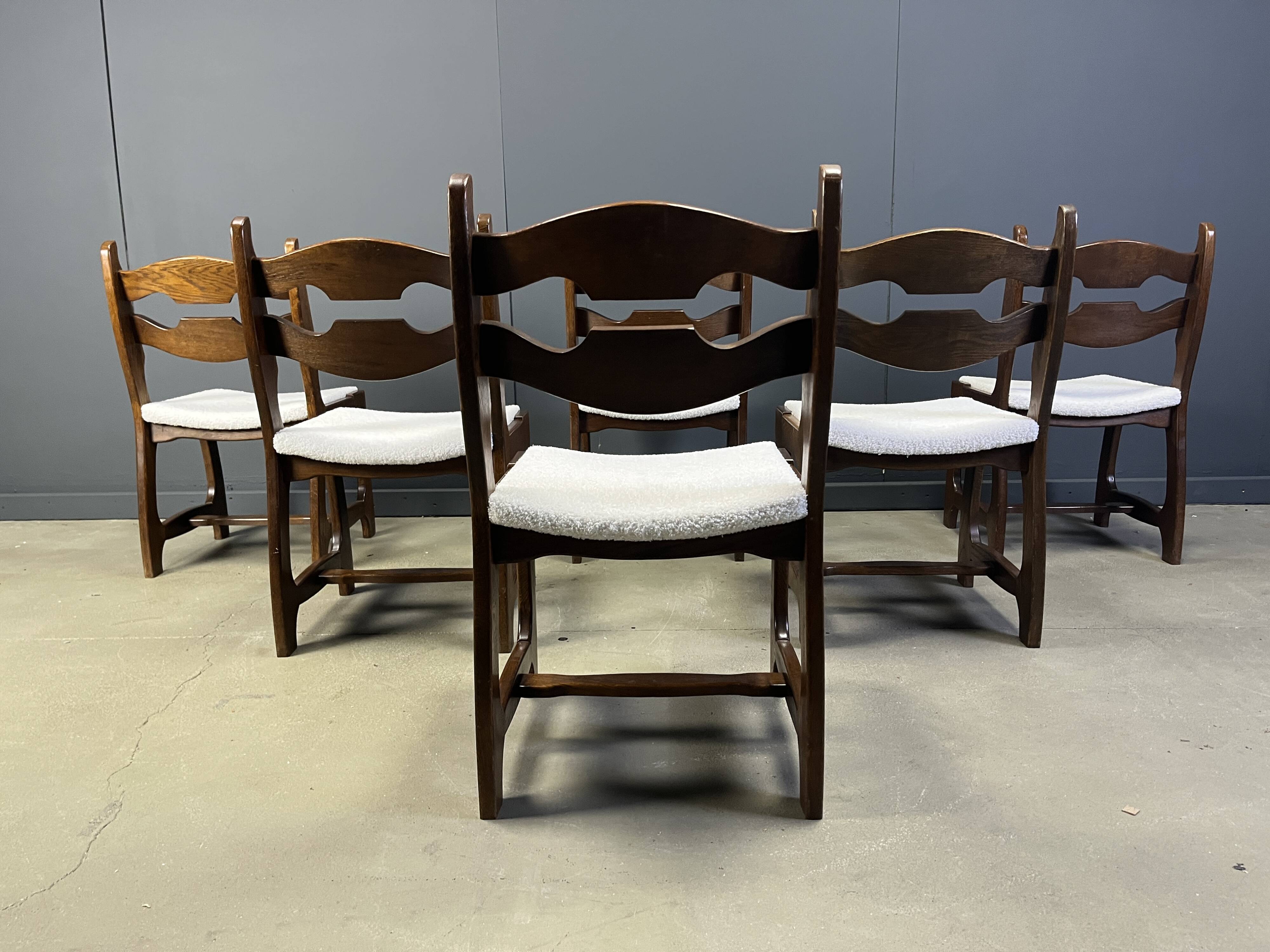 Vintage brutalist dining chairs, set of 6 - 1960s