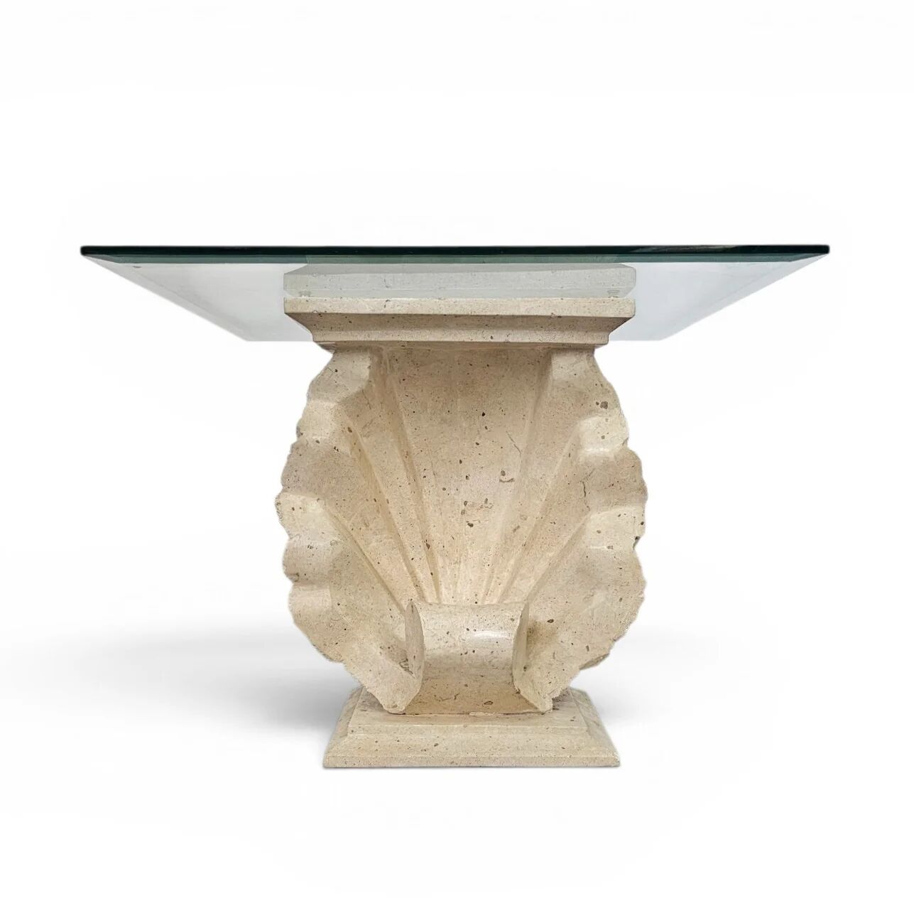 Magnussen Ponte shell-shaped console or table base with original glass top