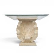 Console ou base de table en forme de coquillage Magnussen Ponte avec plateau en verre d'origine.