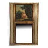 Trumeau en bois laqué vert, rechampi or de style Louis XVI, XIXe