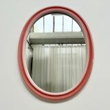 Large oval pink ceramic mirror (76cm) – vintage Italian design