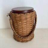 Wicker rattan ice bucket