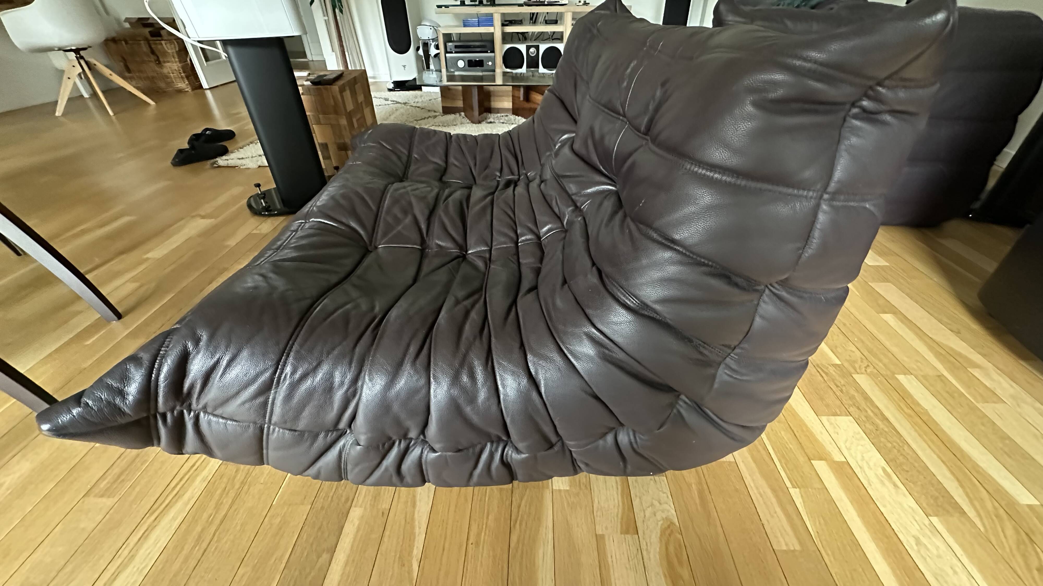 Togo corner sofa in Indiana Ink leather (2 two-seater benches and 1 corner piece)