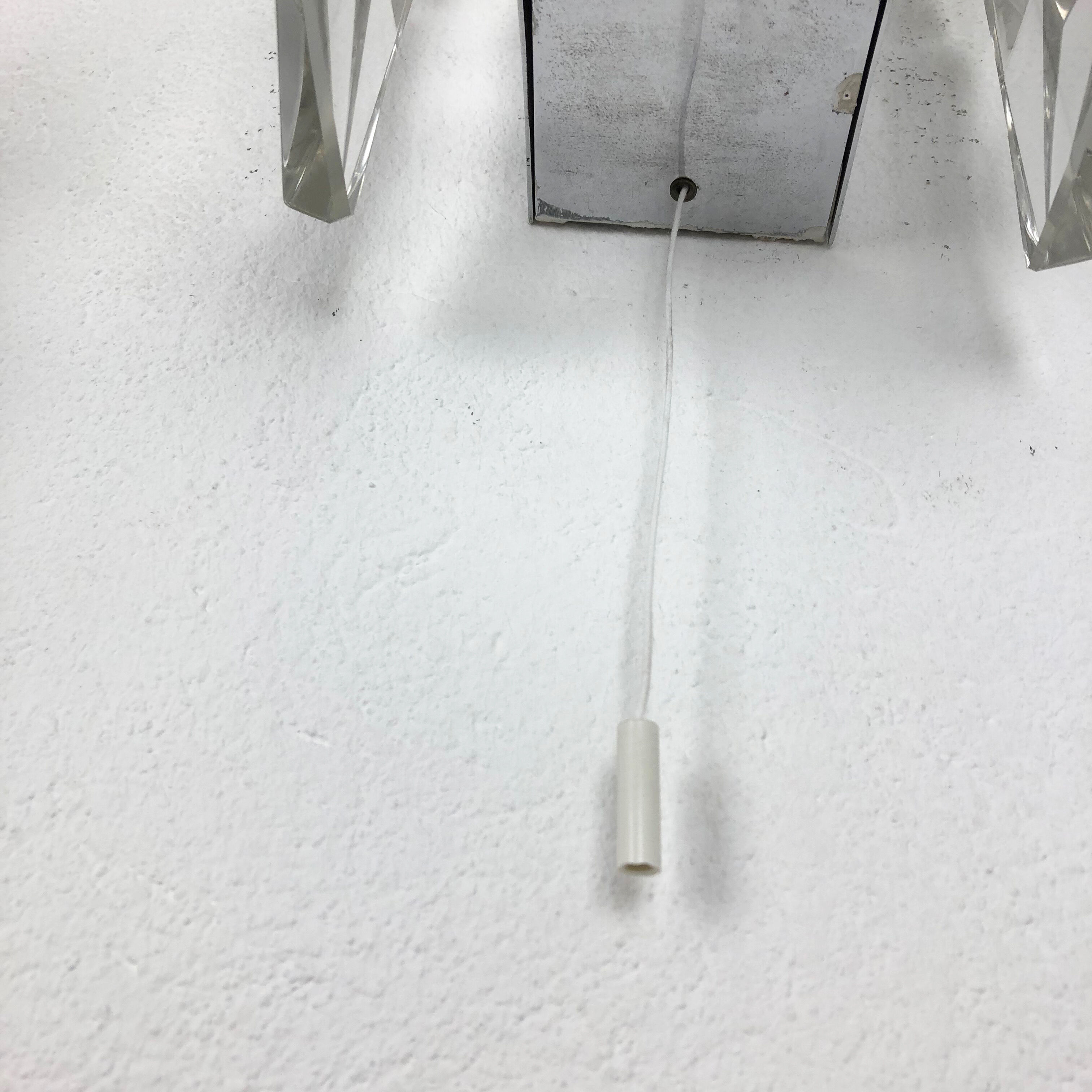 Glass wall lamps by Kinkeldey Germany 1960s