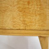 1960s italian sideboard/chest of drawers in high gloss finish with glass top and shelf