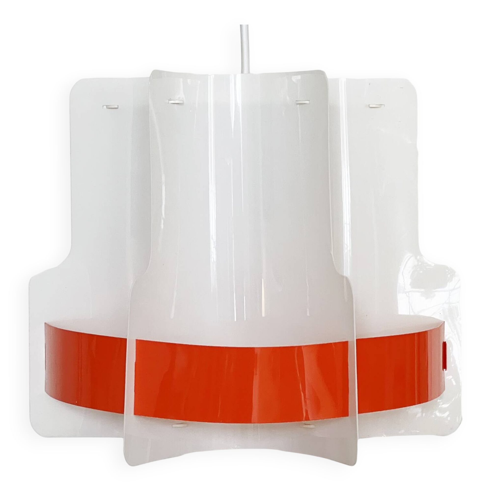 Plastic sheet pendant light by Quality System. Denmark 1970s