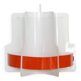 Plastic sheet pendant light by Quality System. Denmark 1970s