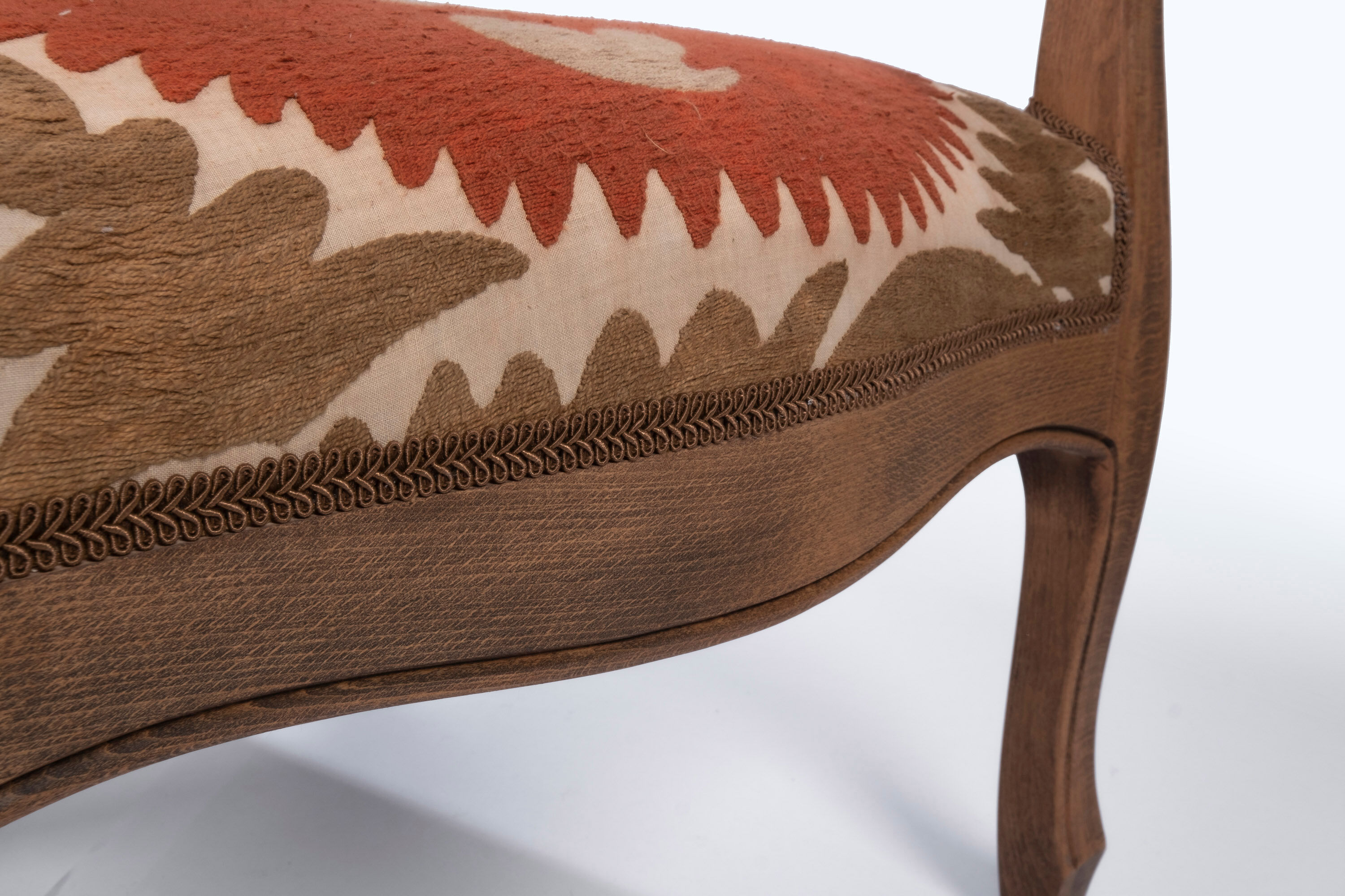 Boho Chic Suzani Embroidered Bergere Chair