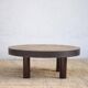 Coffee table signed Barrois, wood and stoneware table with plant decoration, France, interior decor.