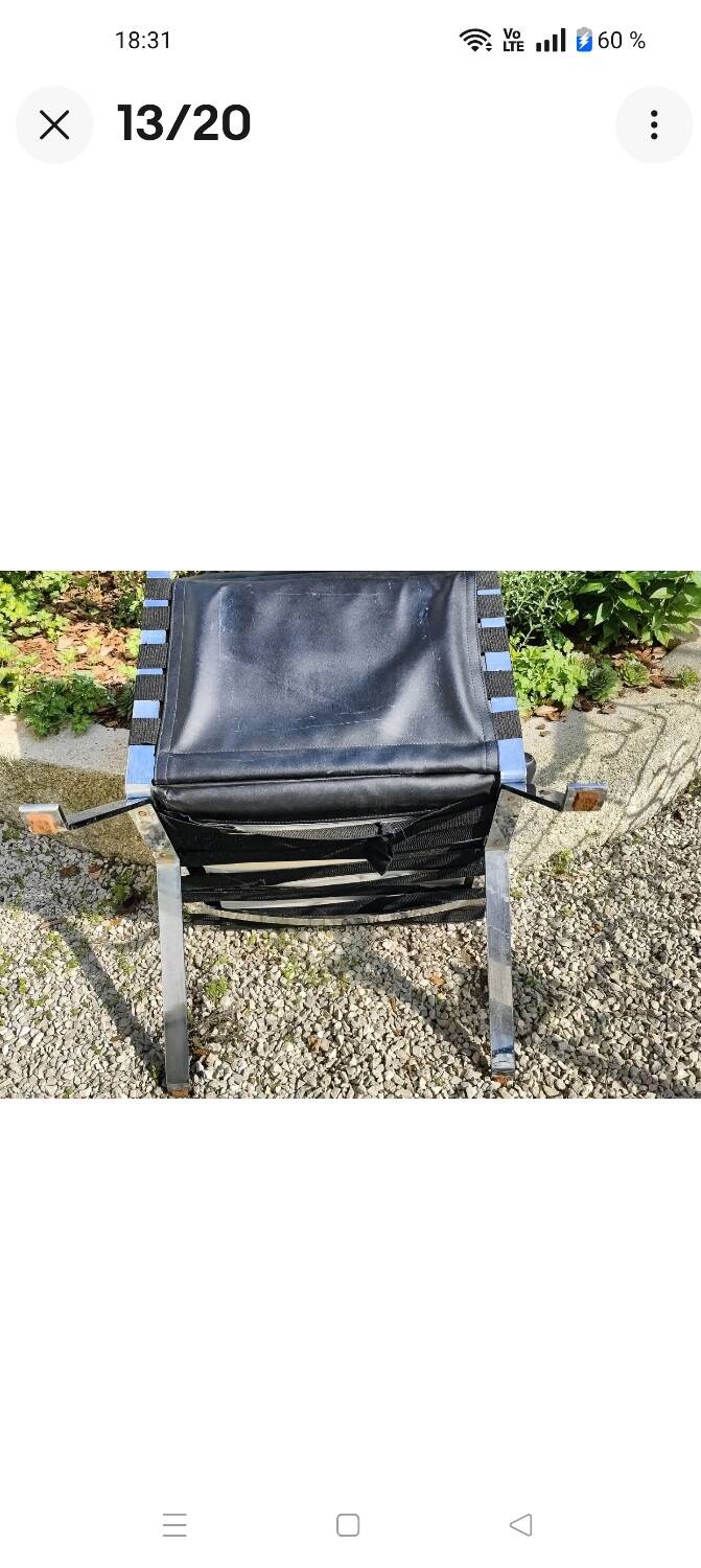 Pair of Vintage Hans Eichenberger Lounge Chairs in Faux Leather and Chrome Steel