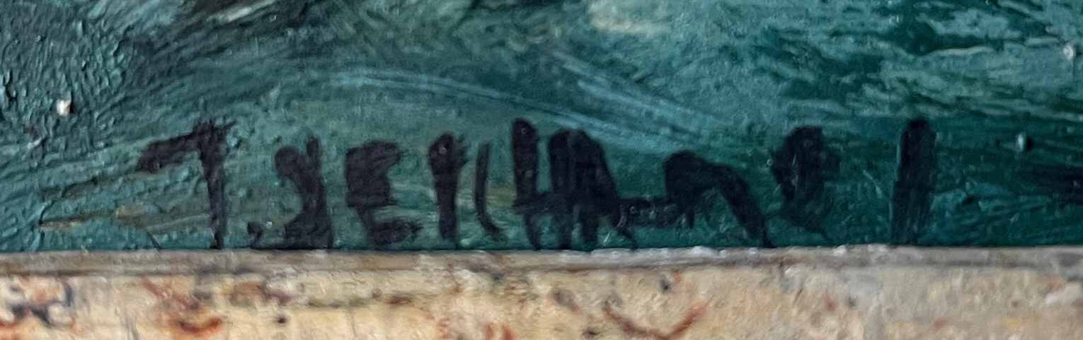 Tableau HSP "clair de lune" Marine signée + cadre (éc. début XX°)