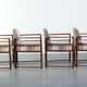 Set of 4 Art Deco design dining chairs with luxurious fabric upholstery