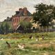 Adrien Jacques Sauzay (1841-1928) The entrance to the village - oil on mahogany panel