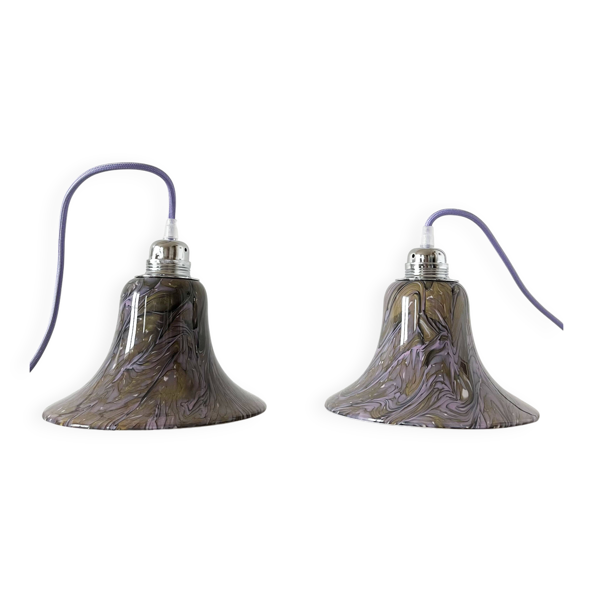 Pair of vintage purple opaline globe lamps