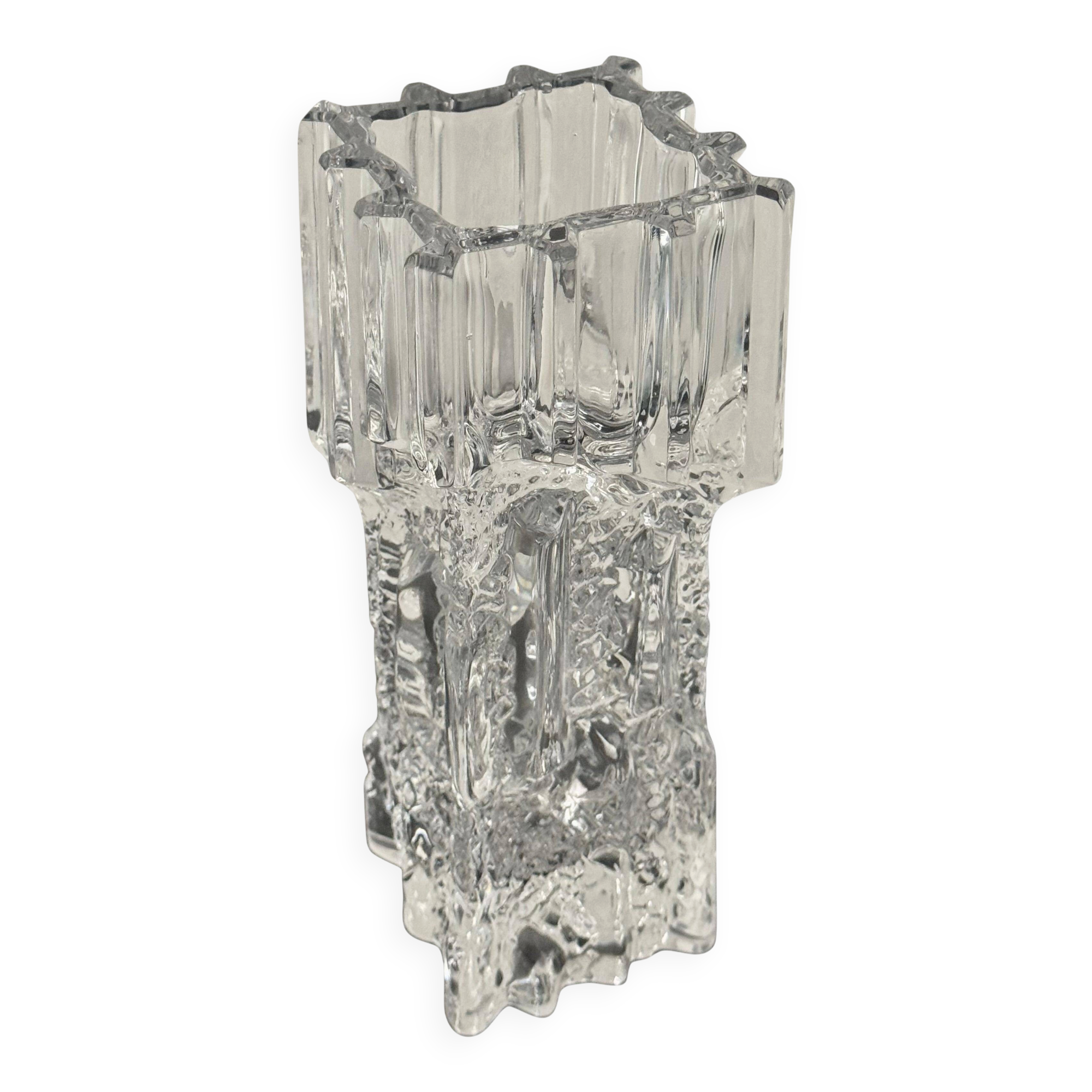 Big collectible vase with ice cube effect in glass from Limburg 1970