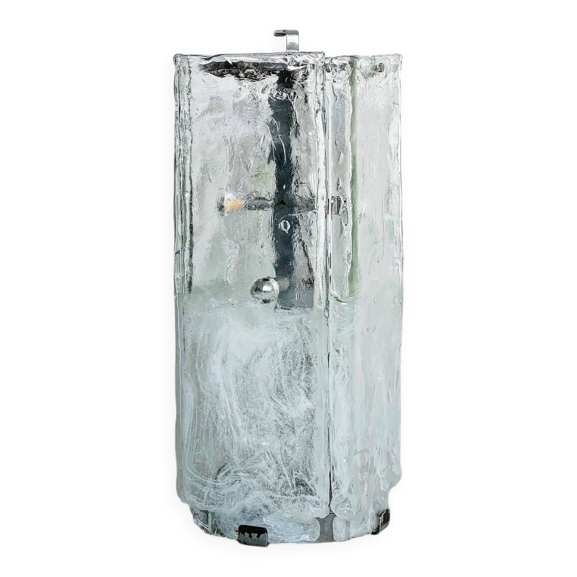 Lampadaire  vintage des années 1960, style Mazzega, en verre de Murano et métal chromé.