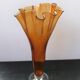 Former orange bullé glass vase col corolle - vintage transparent foot