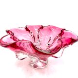Pink bowl by J. Hospodka, Chribska Sklarna, Czechoslovakia, 1960s/70s.
