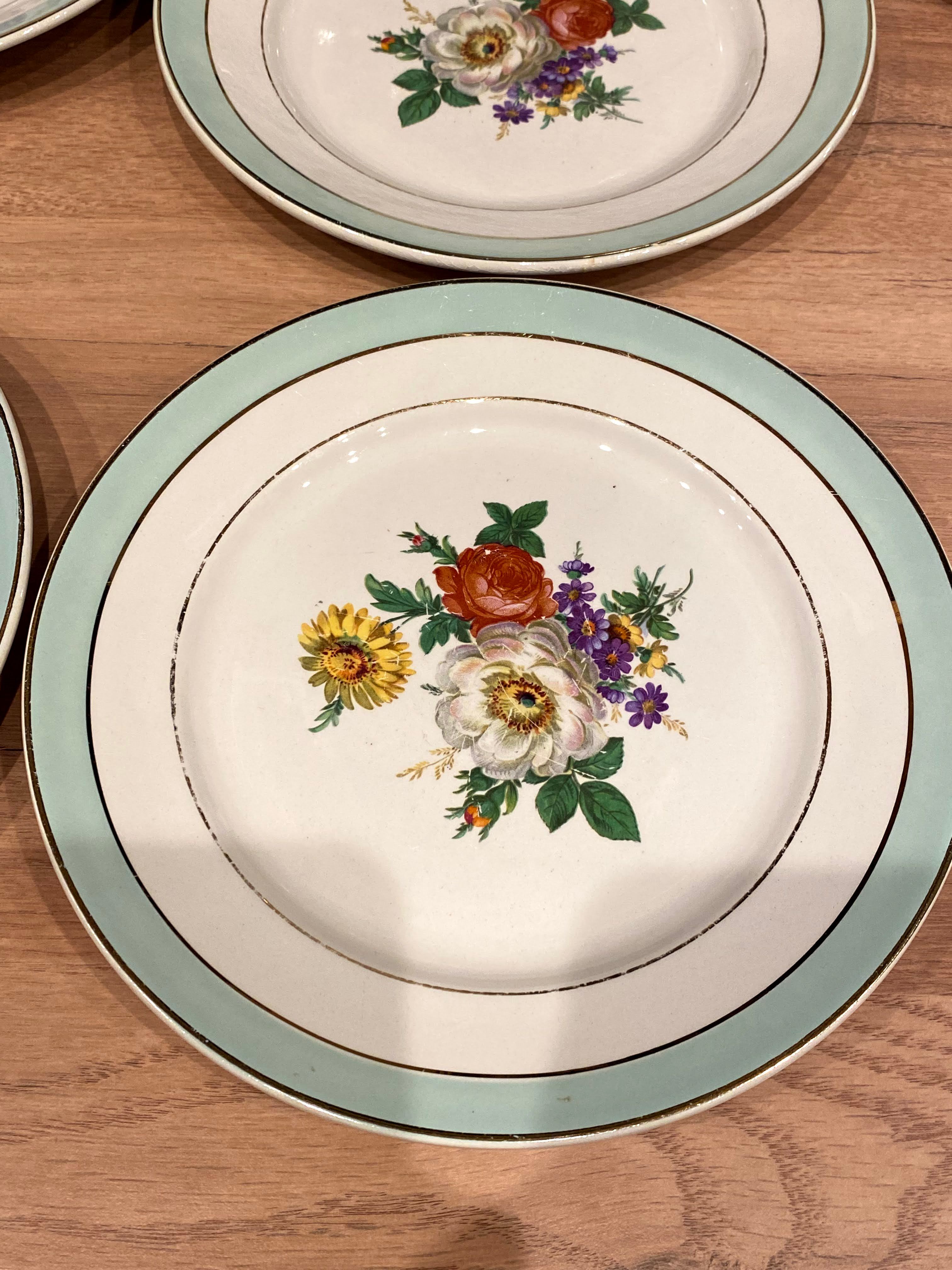 6 flat plates in half-porcelain Badonviller