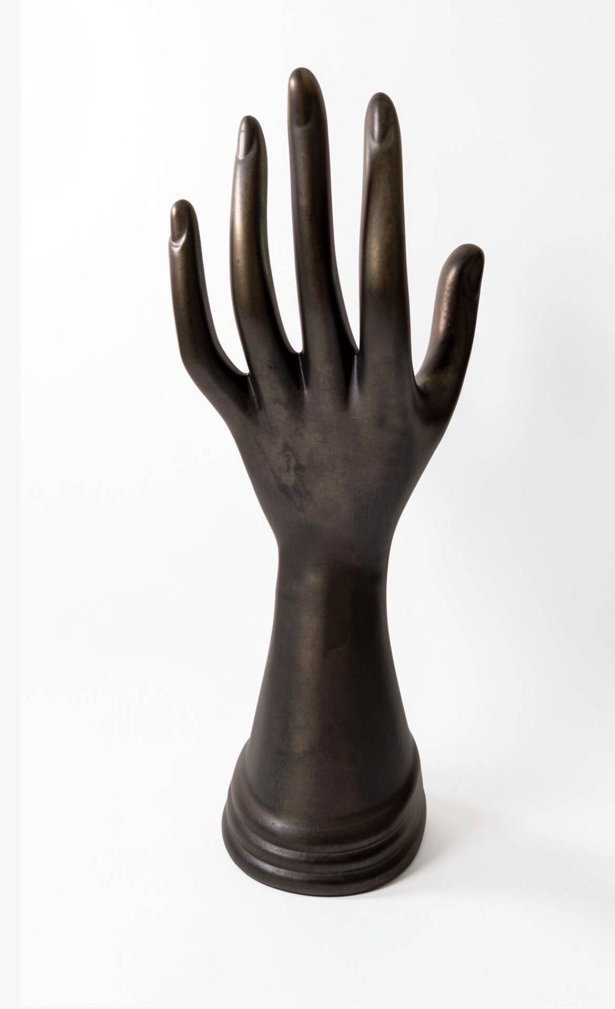 Single flower holder in shiny black ceramic, Vallauri spirit.