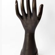 Single flower holder in shiny black ceramic, Vallauri spirit.