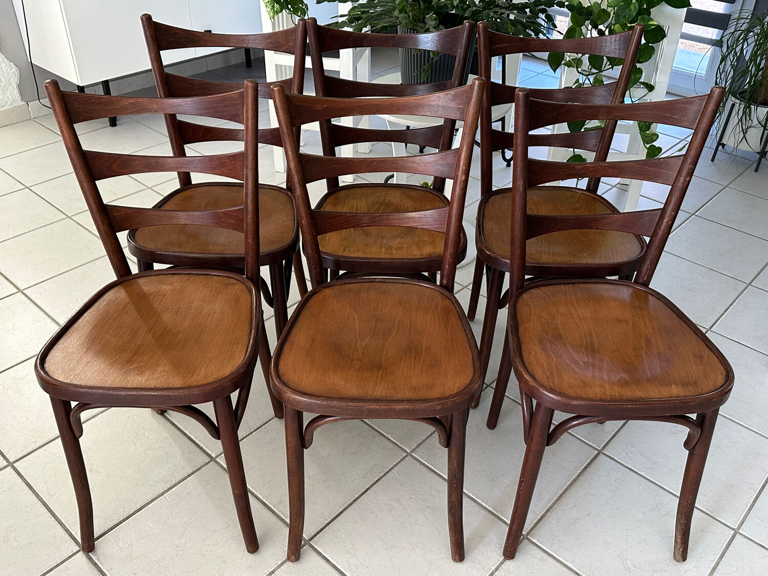 Suite 6 chaises de Bistrot vintage années 1960