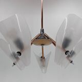 Mid-century chrome, copper & plastic chandelier by drukov, 1970s / 2 pieces avl