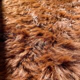 Large vintage natural cowhide carpet 195x188cm